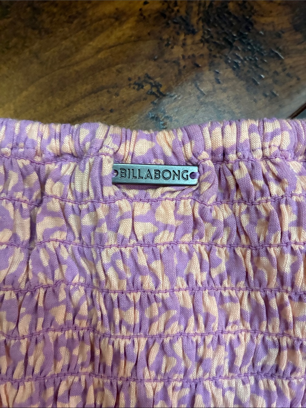 Billabong Lavender Pink Smocked Puff Sleeve Crop Top Vintage - Picture 7 of 8